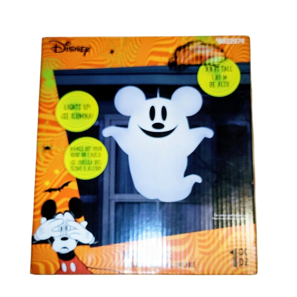 🎃 Disney Gemmy Halloween Inflatable Mickey Mouse Ghost 3.5ft Lights Up Tested